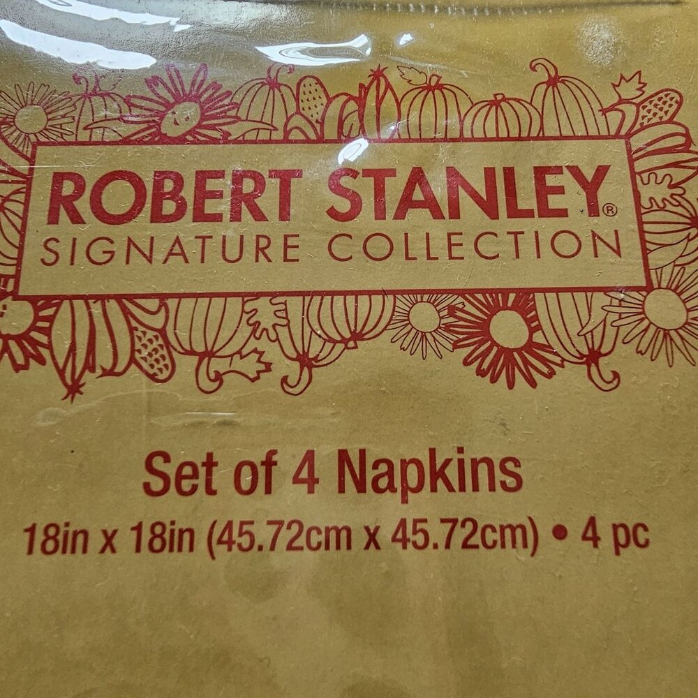 NWT Robert Stanley 4 Napkins Thankful Set Linen Blend - Picture 3 of 6